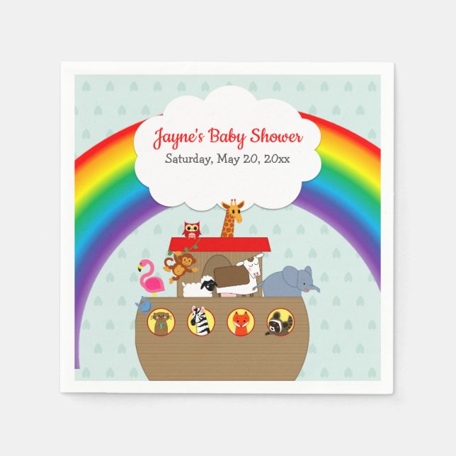 Noah's Ark Rainbow Baby Shower Napkin (Front)