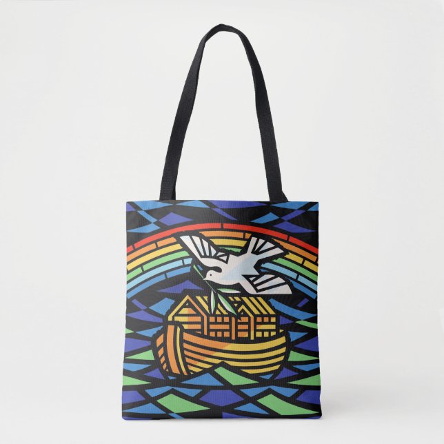 Noah's Ark, Rainbow, Dove Tote Bag (Front)