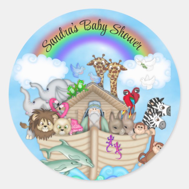   Noah's Ark Rainbow Personalised Stickers (Front)