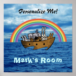 Noah's Ark & Rainbow Poster