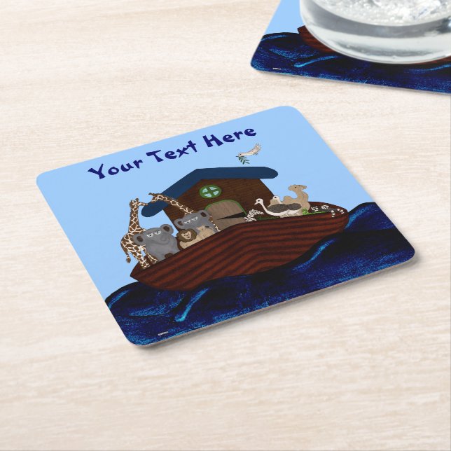 Noah's Ark Square Paper Coaster (Angled)