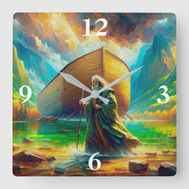 Noah's Ark  Square Wall Clock (Front)