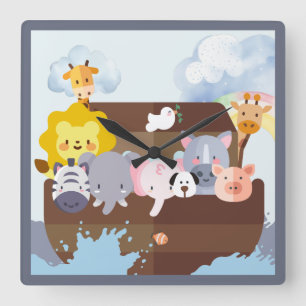 Noah's Ark Square Wall Clock