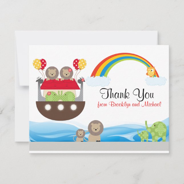 Noah's Ark Thank You Card (Front)