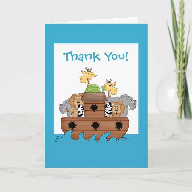 Noah's Ark Thank You Note Card (Front)