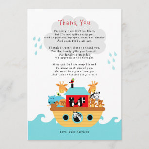 Noah's Ark Thank You Note with Poem   Baby Shower Invitation