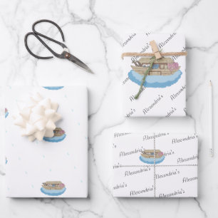 Noah's Ark Watercolor Wrapping Paper Sheet