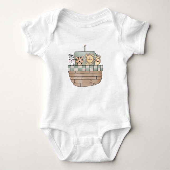 Noah's Ark with Animals  Baby Bodysuit (Front)