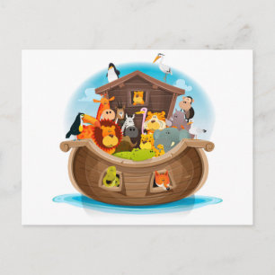 Noah's Ark With Jungle Animals Postcard