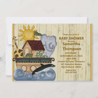 Noah's Ark Wood Baby Shower Invitation