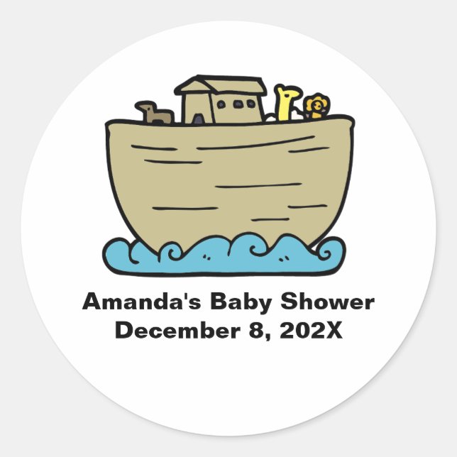 Noah's Art Cute Baby Shower Gender Neutral Classic Round Sticker (Front)