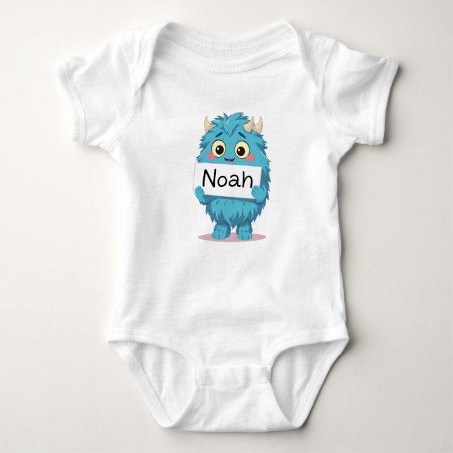 Noah's Big Blue Pal - A Personalized Monster Adven Baby Bodysuit (Front)