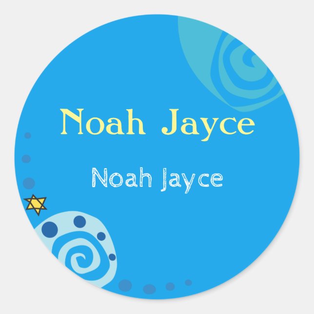 NOAH'S WAVES Bar Bat Mitzvah Invitation Classic Round Sticker (Front)