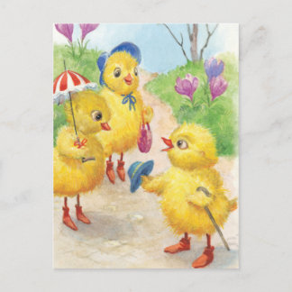 Noastalgic easter chicks holiday postcard