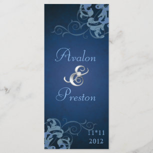 Nobel Blue Scroll Blue Wedding Program Programme