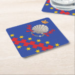 Nobile Contrada del Nicchio (Seashell) Square Paper Coaster<br><div class="desc">Nobile Contrada del Nicchio (Seashell) Palio di Siena flag banner</div>