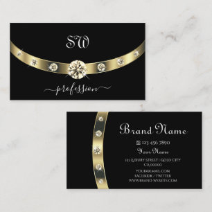Noble Black and Gold with Monogram Professional Business Card
