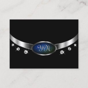 Noble Black and Silver Amulet Blue Green Marble Business Card
