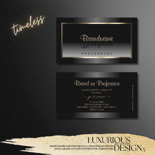 Noble Black and White Gradient Gold Decor Frame Business Card