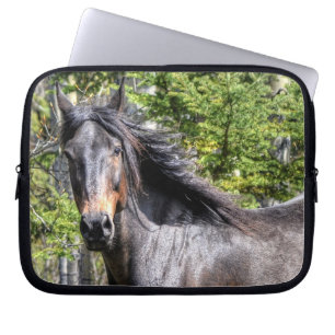 Noble Black Champion Stallion Horse Equine Photo Laptop Sleeve