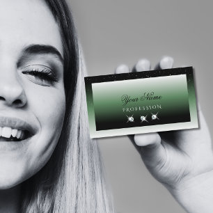 Noble Black Green Ombre Sparkle Diamonds Elegant Business Card