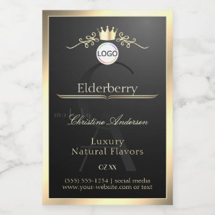 Noble Black Product Label Gold Frame Logo Monogram
