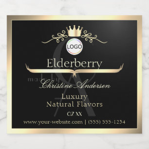 Noble Black Product Label Gold Frame Logo Monogram