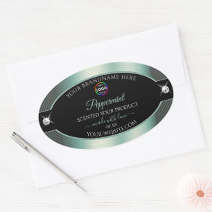 Noble Black Shiny Icy Teal with Logo Product Label