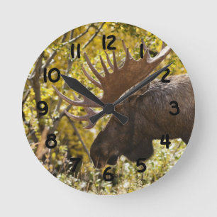 Noble Bull Moose Round Clock