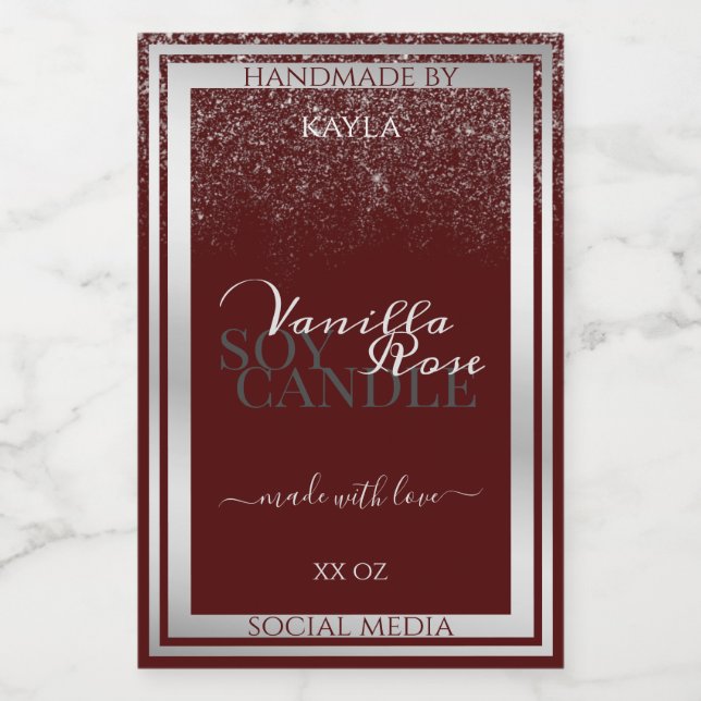 Noble Burgundy and Silver Product Packaging Labels (Single Label)