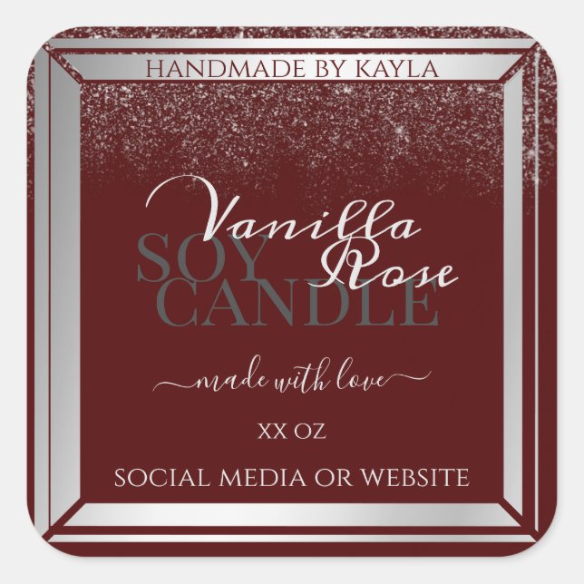 Noble Burgundy and Silver Product Packaging Labels (Front)