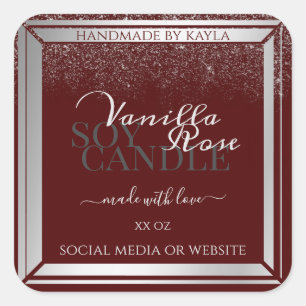 Noble Burgundy and Silver Product Packaging Labels