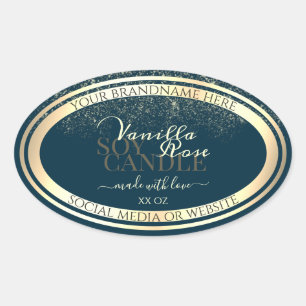 Noble Dark Blue Product Packaging Label Gold Frame