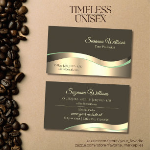 Noble Dark Brown Wavy Gold Decor Impressively Business Card