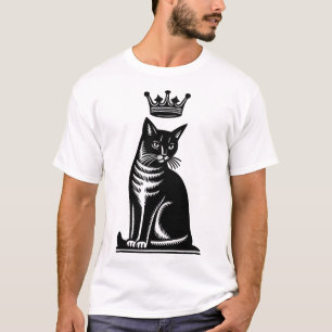 Noble Feline Woodcut Style T-Shirt
