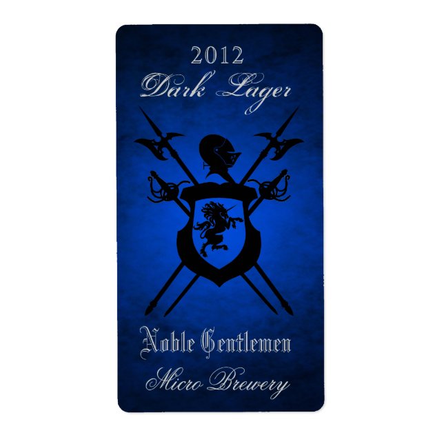 Noble Gentlemen Knights Crest Blue  Beer Label (Front)