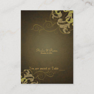 Noble Gold & Brown Scroll Table Placecard