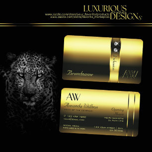 Noble Golden Decorative Shimmery Diamonds Monogram Business Card