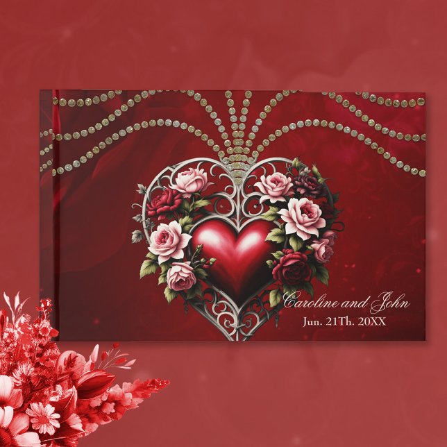 Noble gothic heart with flowers. guest book (gothic heart)