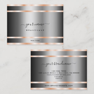 Noble Graphite Silver Shimmery Rose Golden Lines Business Card