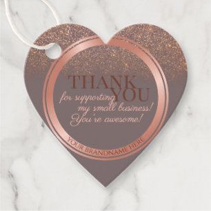 Noble Grey and Rose Gold with Glitter Thank You Favour Tags