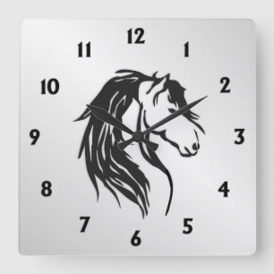Noble Horse Head Square Wall Clock