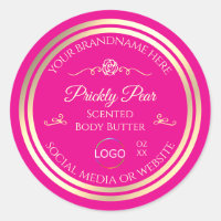 Noble Hot Pink Product Label Gold Frame with Logo