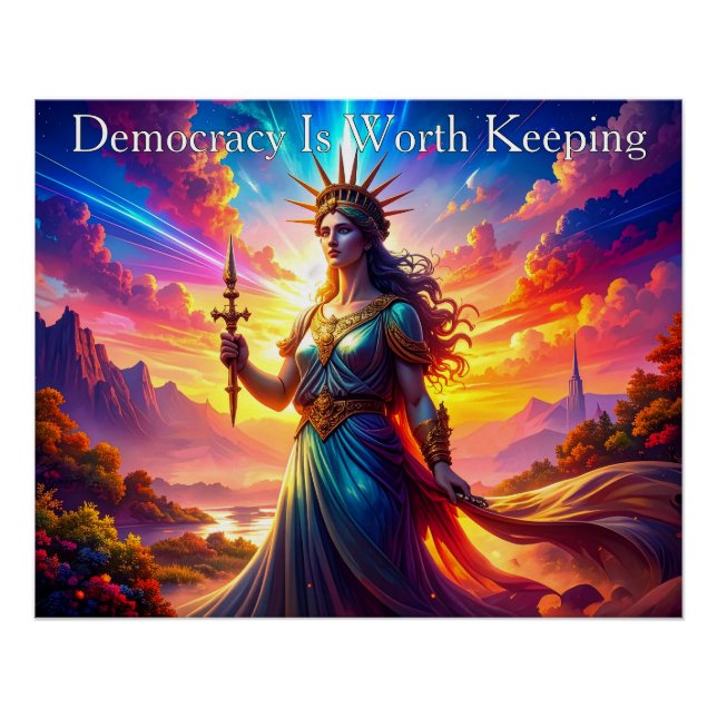 Noble Lady Liberty Democracy Is Worth Keeping Poster (Front)