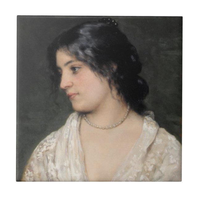 Noble Lady with a Pearl Necklace Tile (Front)