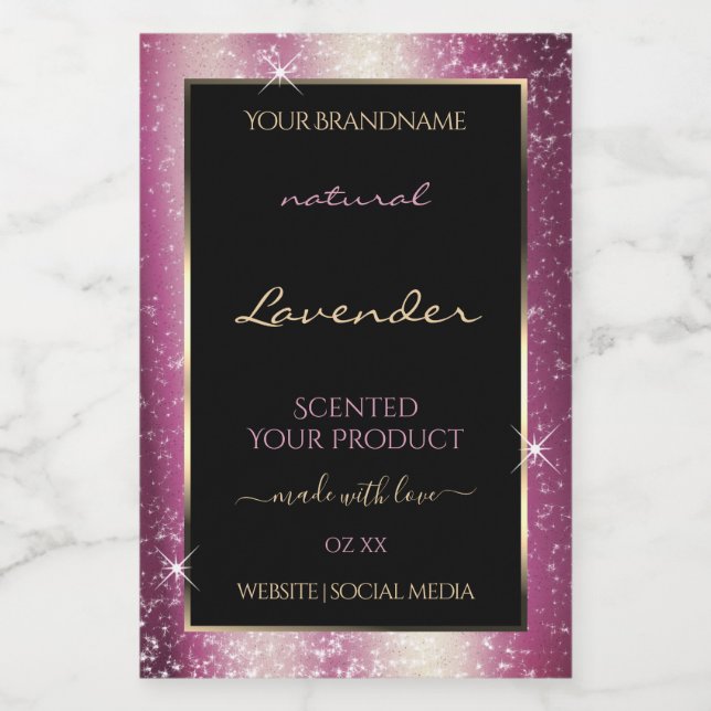 Noble Lavender Sparkle Glitter Frame Product Label (Single Label)