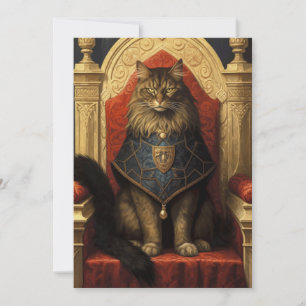 Noble Maine Coon Cat Throne Art Print Card