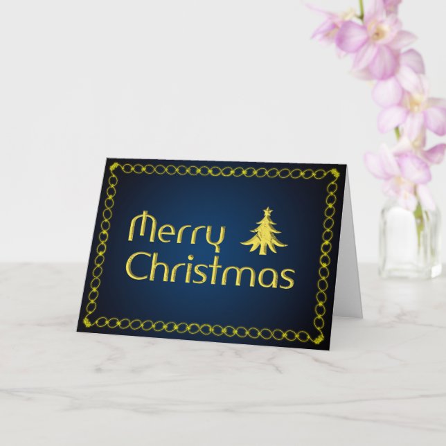 Noble Merry Christmas with golden Christmas tree C Card (Orchid)
