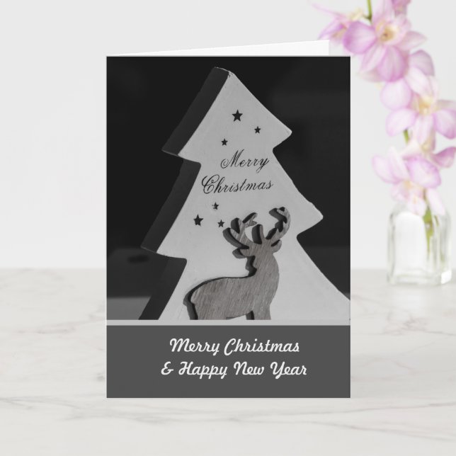 Noble Merry Christmas with reindeer and tree! Card (Orchid)