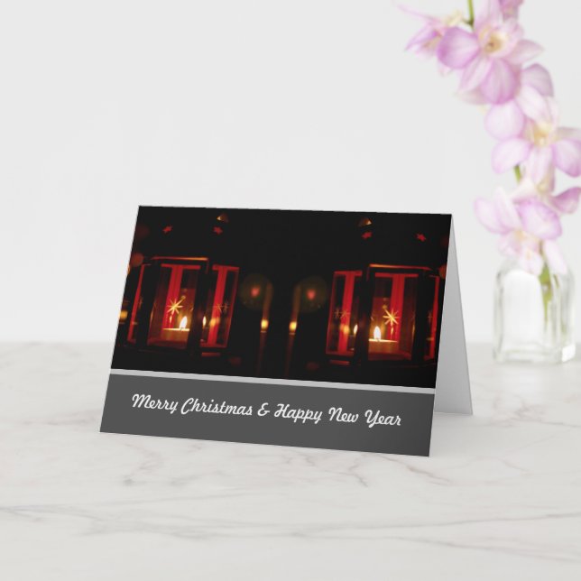 Noble Merry Christmas with shiny Advent candles! Card (Orchid)